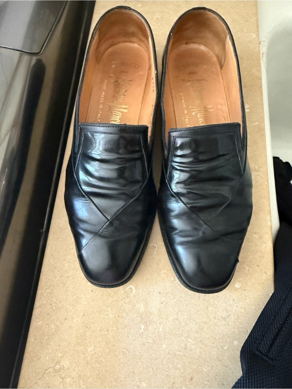 Women's Black Leather Slip-On Dress Loafers
